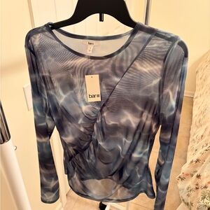 Bar III Tie-Dye Sheer Long Sleeve Top